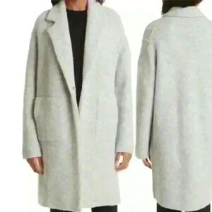 NWT! Vince Notch Collar Wool Blend Sweater Jacket Light Gray Large